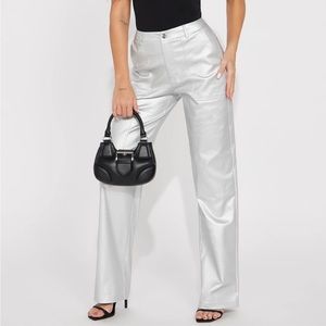 Fashion Nova Silver Leather Pants